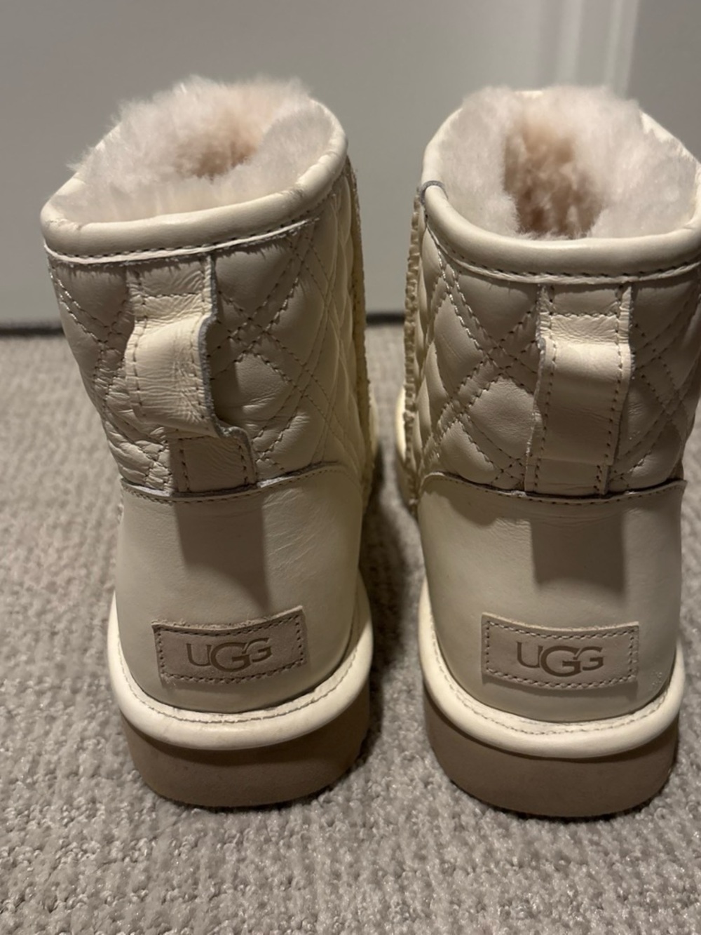 UGG Quilted Sheepskin Ankle Boots - Cream